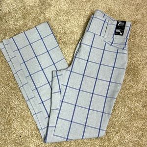 7th Avenue New York & Company grey Plaid Pants trousers business casual Sz  M